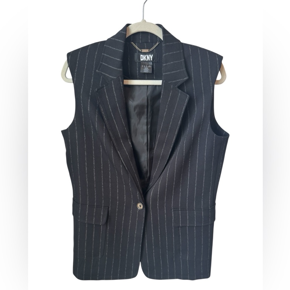 DKNY Black Pinstripe Women's Suit Vest